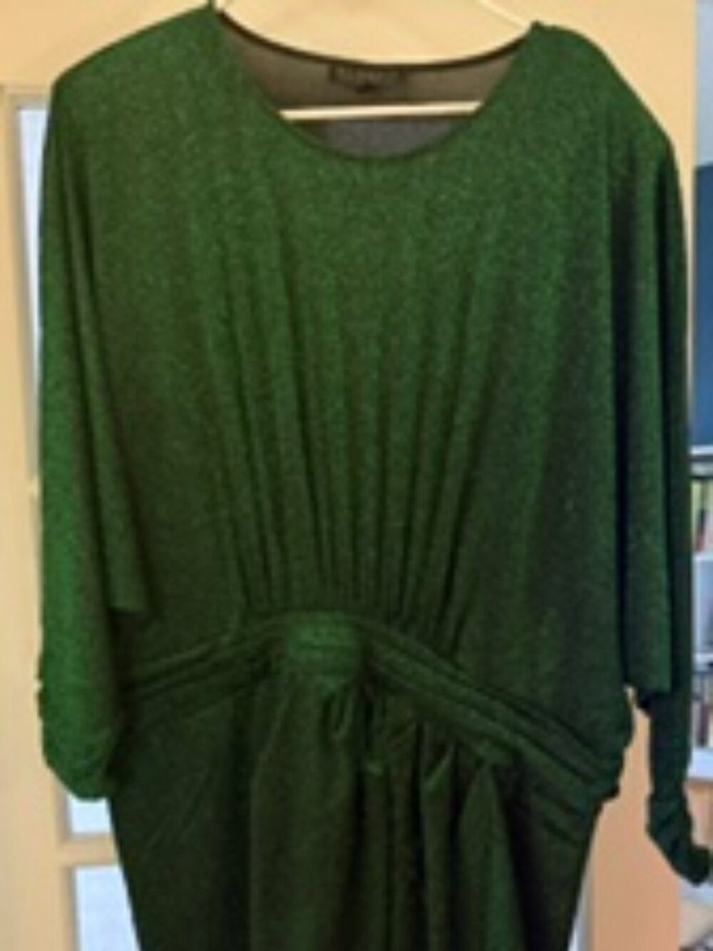 ELOQUII Metallic Green Tulip Hem Cocktail Dress - Picture 2 of 4